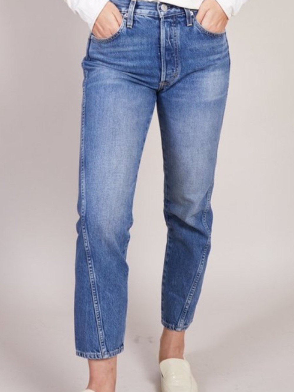 AMO Loverboy Twist Blue Button-Fly Jeans 30